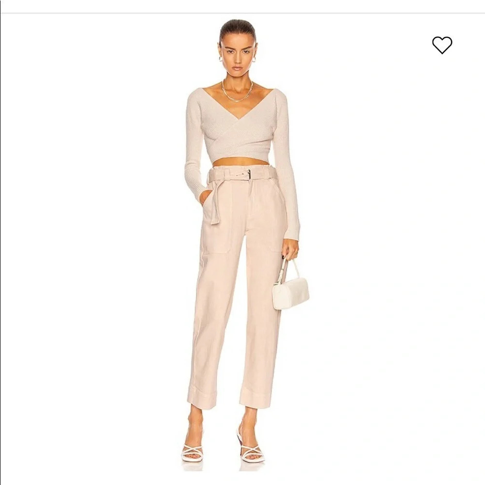 ! A.L.C. Flynn Straight Leg Belted Cotton Pants in Pink Tint.